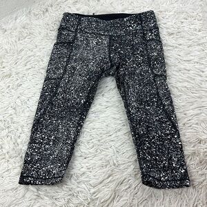 Lululemon Tight Stuff Crop II Splatter Alpine White Black